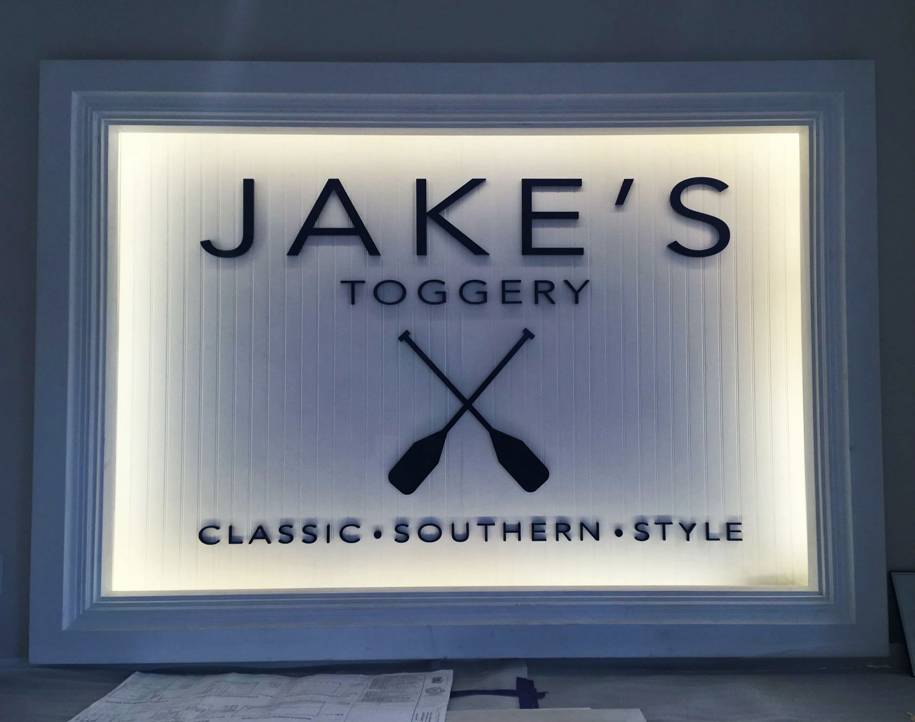 Illuminated Dimensional Sign for Jakes Toggery