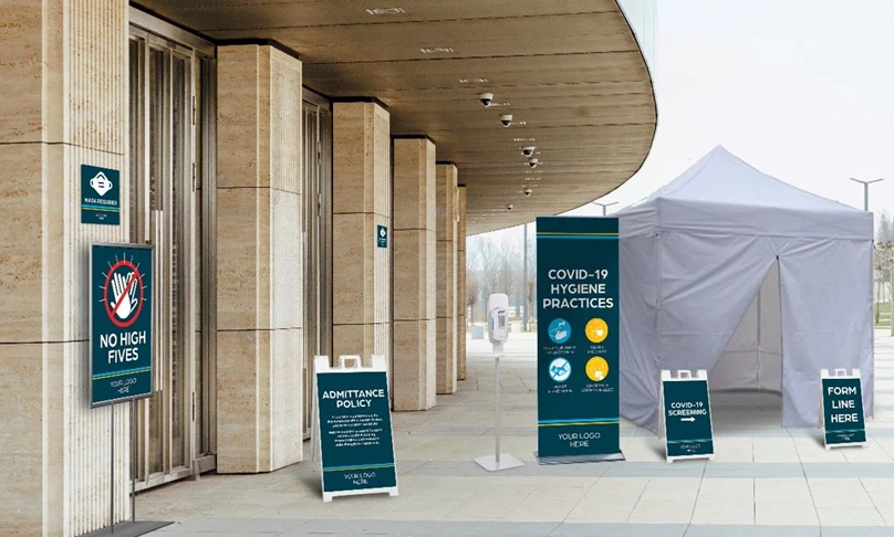 Banner Stands in Sunrise