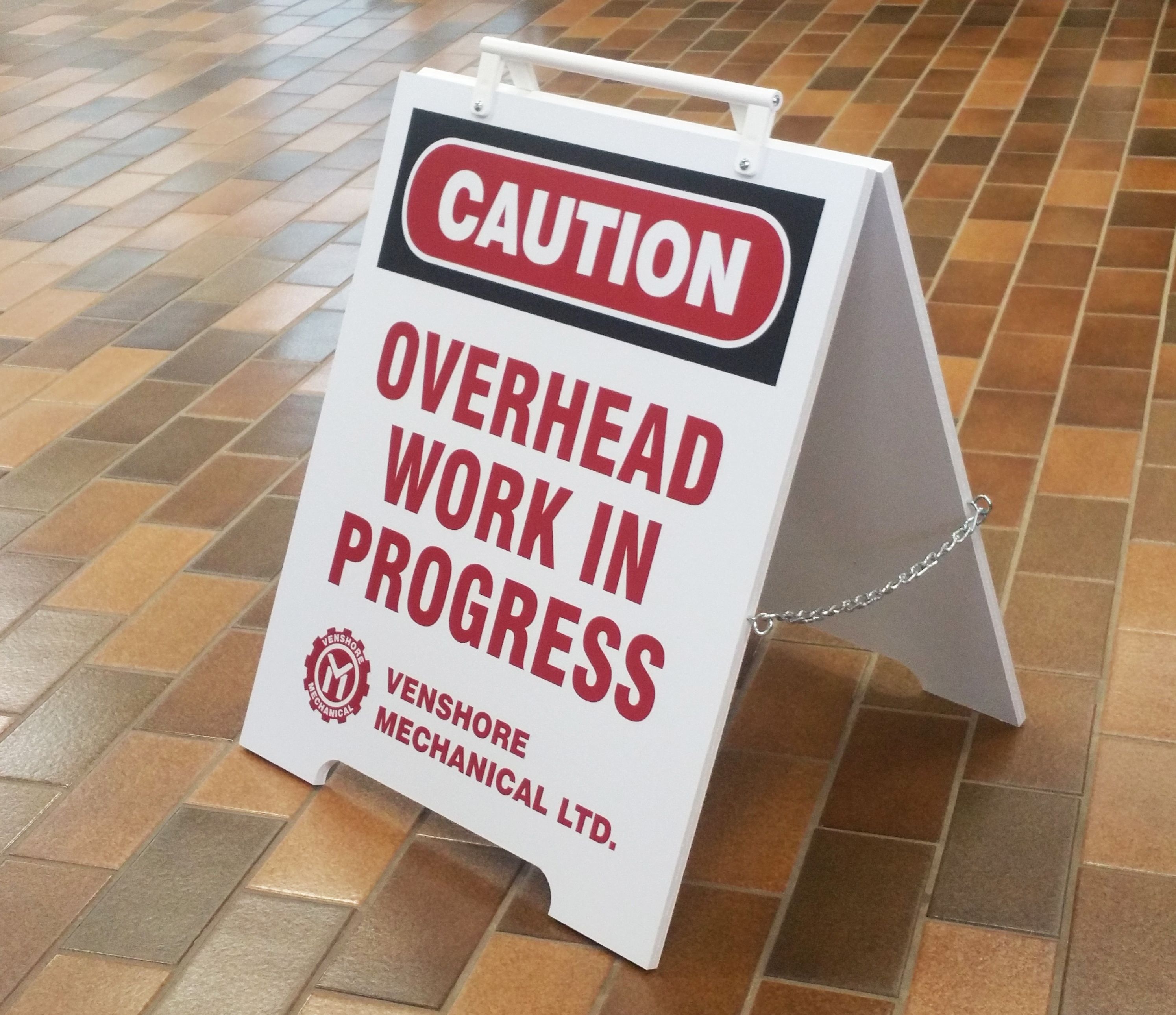 Caution Overhead Work in Progress Sign