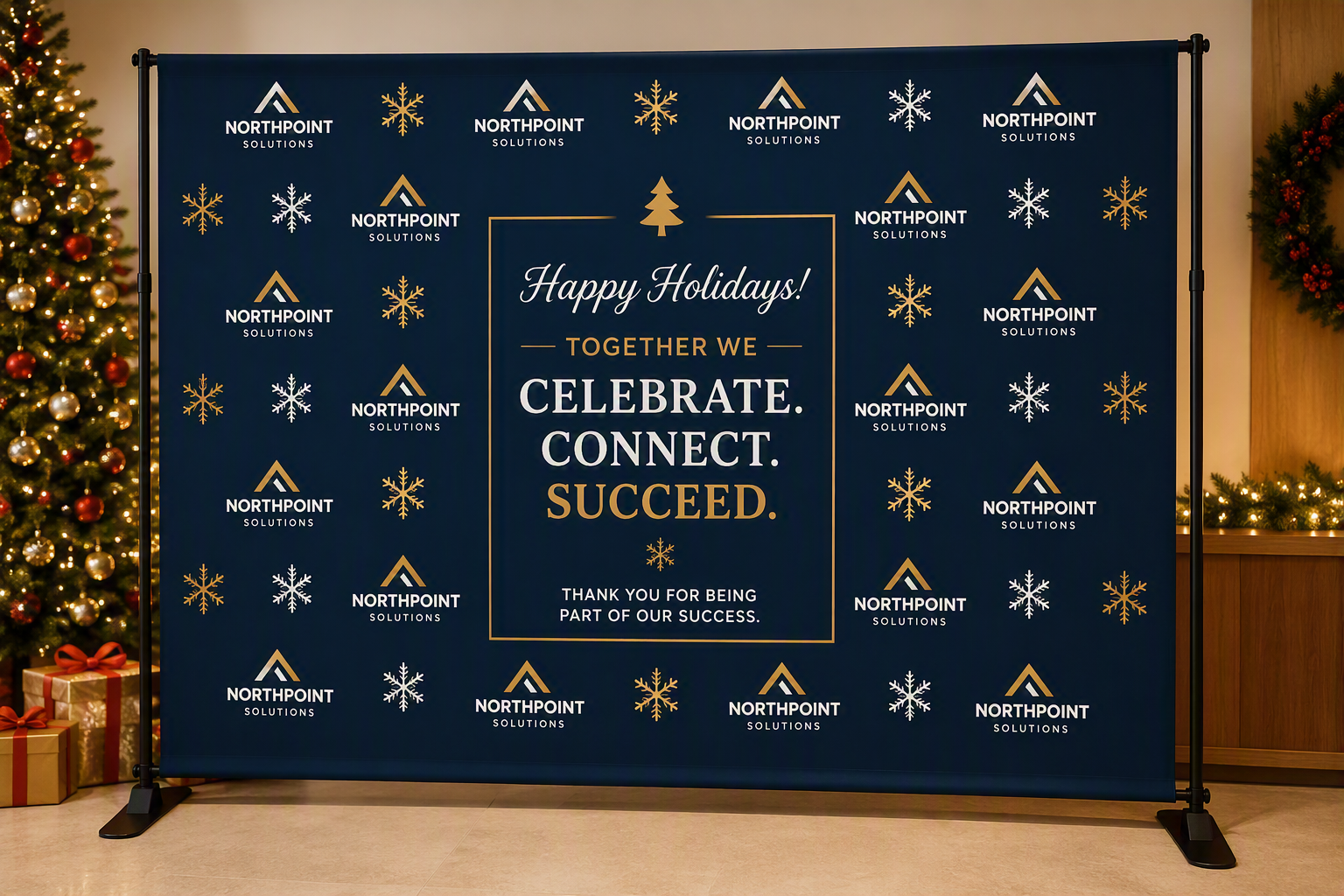 Celebrate in Style With a Branded Step-and-Repeat Banner