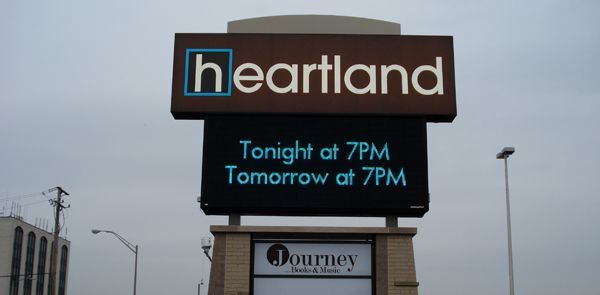 Monochrome LED sign displaying text message