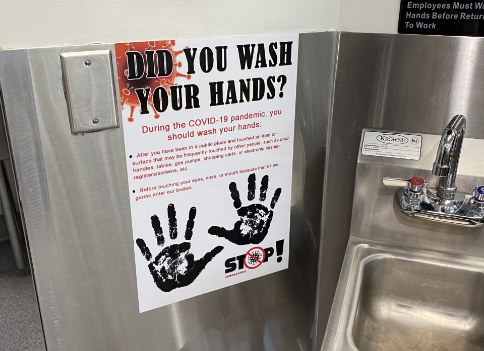 Did you wash your hands COVID-19 hygiene sign in school restroom