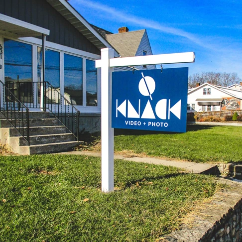 Knack Photo + Video | Hanging Sign | Polymetal | Vinyl Frame | Exterior Signs | Corporate Branding Signs | Professional Services Signs | Dayton, OH