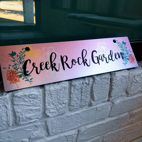 Gardening| Creek Rock Garden | Rocks | Polymetal | Brushed Silver Polymetal | Aluminum Signs | Custom Sign Printing | Agricultural Signs | Beavercreek, OH