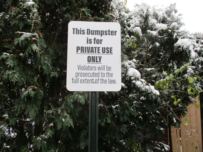 Private Dumpster Sign | Parking & Traffic Signs | U-Channel Post | Freestanding Signs and Cutouts | Property Management Signs | Dayton, OH