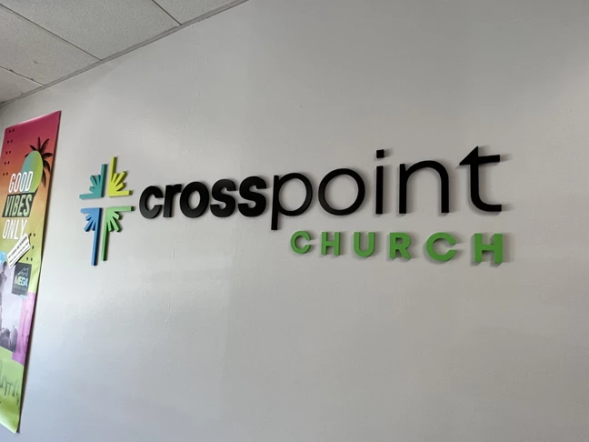 3D Signs & Dimensional Logos | Church & Religious Organization Signs | Rockford, IL | Plastic | Crosspoint Church | Lobby Signs | Reception Signs | Indoor Signage 