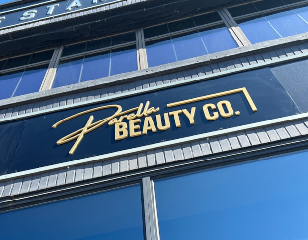 Window Graphics | Professional Services Signs | Rockford, IL | Vinyl | Parella Beauty | Parella Rockford | Rockford River District | Signs Rockford 