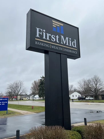 LED & Electric Signs for Business | 3D Signs & Dimensional Logos | Banking & Financial Institution Signs | Belvidere, IL | PVC | Business Signage | Outdoor Signage | Blackhawk Bank | First Mid Bank