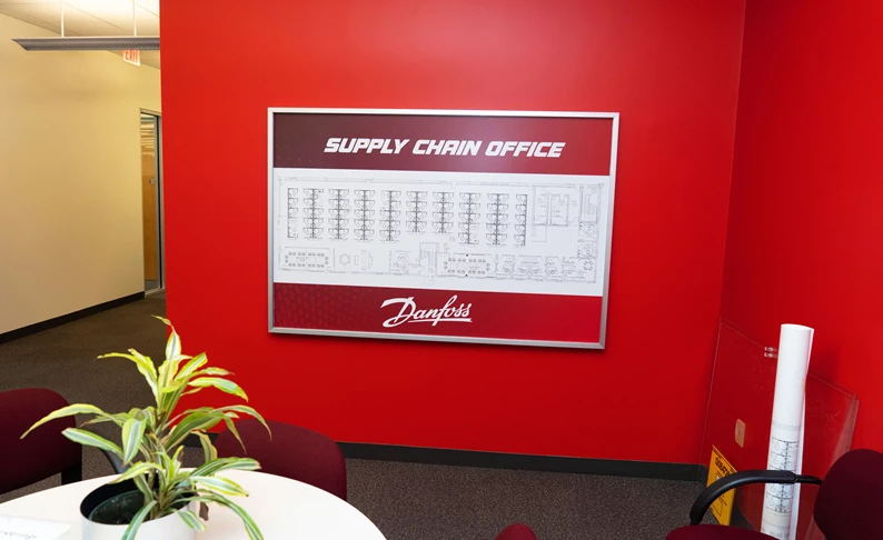 Corporate Branding Signs | Manufacturing Signs | Loves Park, IL | Vinyl | Danfoss | Banners | Interior Sign | Wayfinding | Machesney Park | Signs