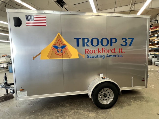 Vinyl Lettering | Nonprofit Organizations and Associations Signs | Rockford, IL | Vinyl | Troop 37 | Boy Scouts of America | Trailer Graphics | Custom Graphics Vinyl Lettering | Nonprofit Organizations and Associations Signs | Rockford, IL | Vinyl | Troop 37 | Boy Scouts of America | Trailer Graphics | Custom Graphics
