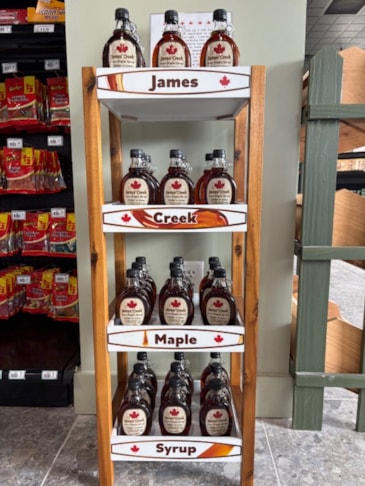 Custom Sign Printing | Retail Signs | Rockford, IL | Vinyl | James Creek Maple Syrup | Custom Decals Custom Sign Printing | Retail Signs | Rockford, IL | Vinyl | James Creek Maple Syrup | Custom Decals