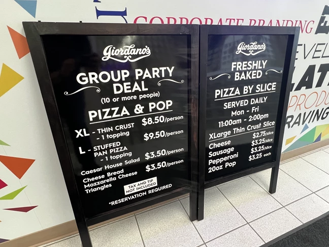 Custom Sign Printing | Restaurant & Food Service Signs | Rockford, IL | Vinyl | Giordano's Pizza | Custom Sign Printing | Custom Graphics 