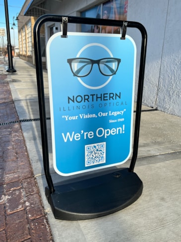 Custom Sign Printing | Retail Signs | Rockford, IL | Aluminum | River District Rockford | Northern Illinois Optical | GoRockford 