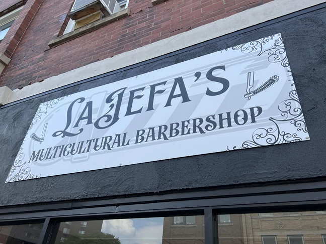Custom Sign Printing | Professional Services Signs | Rockford, IL | Vinyl | LaJefa's Barbershop | Rockford Midtown | Business Signs | Business Signage | Outdoor Signs | Custom Graphics | Custom Signs 