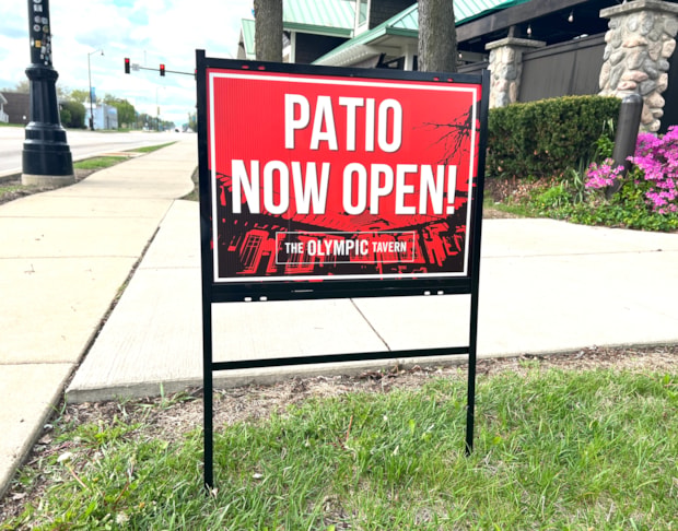 Custom Sign Printing | Restaurant & Food Service Signs | Rockford, IL | Corrugated Plastic / CoroplastTM | Olympic Tavern | Olympic Rockford | Rockford Signs | Business Signs Rockford 