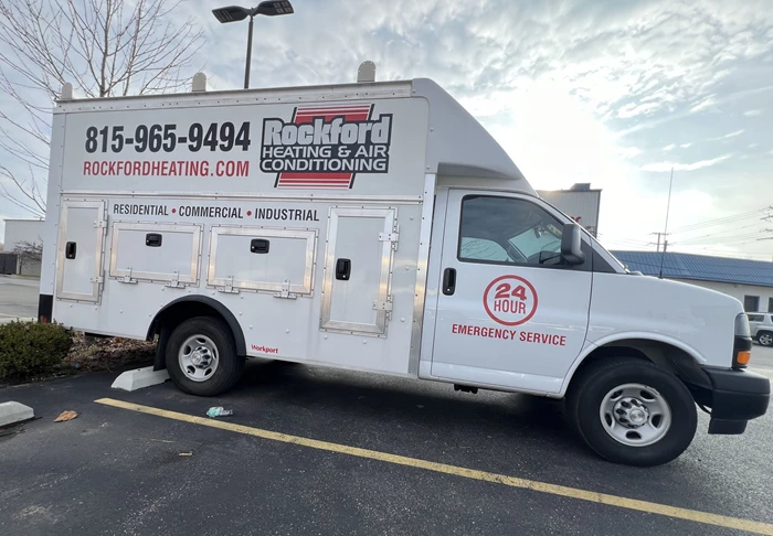 Vehicle Lettering | Professional Services Signs | Rockford, IL | Vinyl | Rockford Heating & Air Conditioning | Vehicle Wraps | Van Wraps | Vehicle Graphics