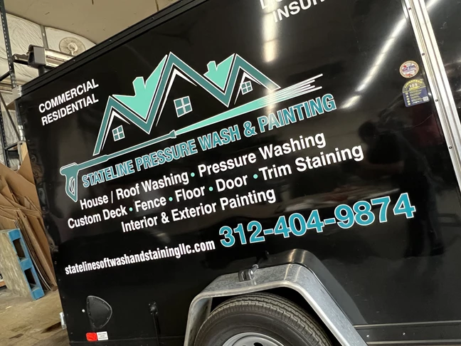 Vehicle Lettering | Professional Services Signs | Rockford, IL | Vinyl | Trailer Graphics | Trailer Decals | Vehicle Decals | Vehicle Graphics | Vehicle Wraps | Stateline Pressure Wash