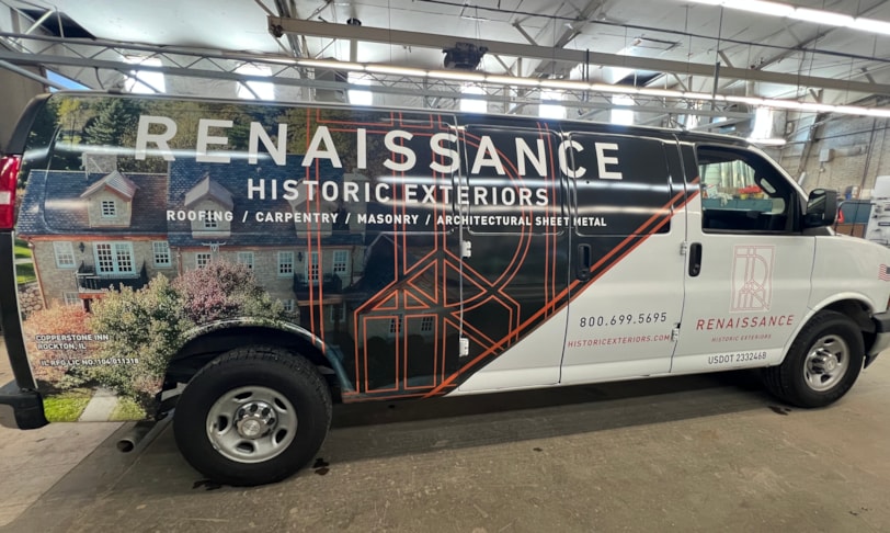 Vehicle Wraps | Construction | Belvidere, IL | Vinyl | Renaissance Roofing | Van Wraps | Truck Wraps | Car Wraps Rockford 
