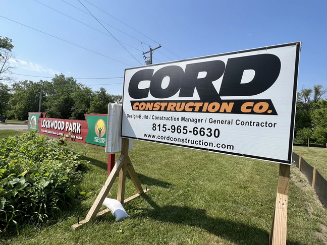 Custom Yard Signs | Construction | Rockford, IL | Aluminum | Cord Construction | Yard Signs | Lockwood Park | Searles Park | Rockford BMX | Rockford Park District | Banners | Signage 