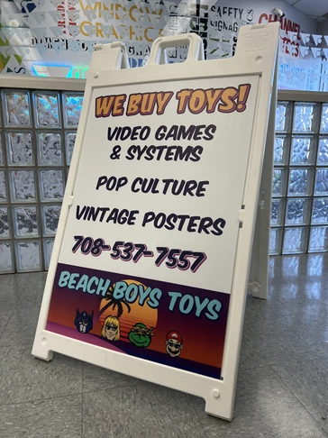 A-Frame Signs | Retail Signs | Rockford, IL | Plastic | Beach Boys Toys | Rockford Signs | Signs Now Rockford | Business Signage | S'Mores Collectibles and Vintage | Smiley's Vintage