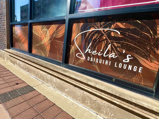 Window Graphics | Restaurant & Food Service Signs | Rockford, IL | Vinyl | Sheila's Daiquiri Lounge | Custom Graphics | Window Graphics | Rockford Signs | Signs Rockford 
