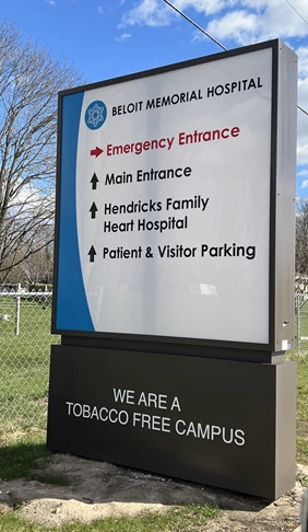 Monument Signs | Hospital Signs | Beloit, WI | Aluminum | Beloit Memorial Hospital | Beloit Signs | Rockford Signs | Northern Illinois Signs