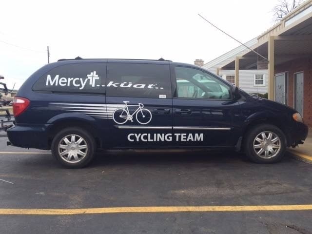 Vehicle with vinyl lettering