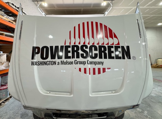 Vehicle Lettering | Construction | Kent, WA | Vinyl | Powerscreen Vehicle Lettering | Construction | Kent, WA | Vinyl | Powerscreen