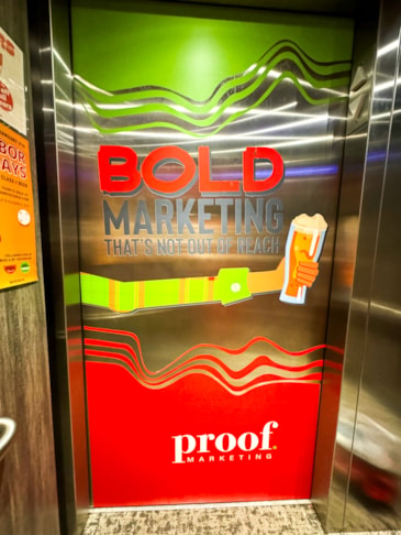 Elevator Graphics | Advertising & Design Signs | Helena, MT | Vinyl | Proof Marketing | Mt Ascension Gastropub Elevator Graphics | Advertising & Design Signs | Helena, MT | Vinyl | Proof Marketing | Mt Ascension Gastropub